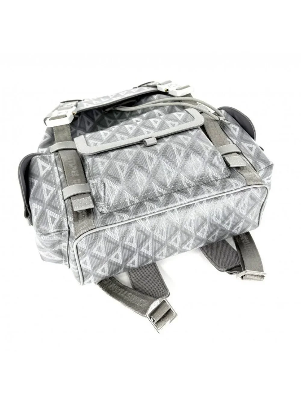 Dior Backpack CD Diamond Hit the Road Leather Gray Silver